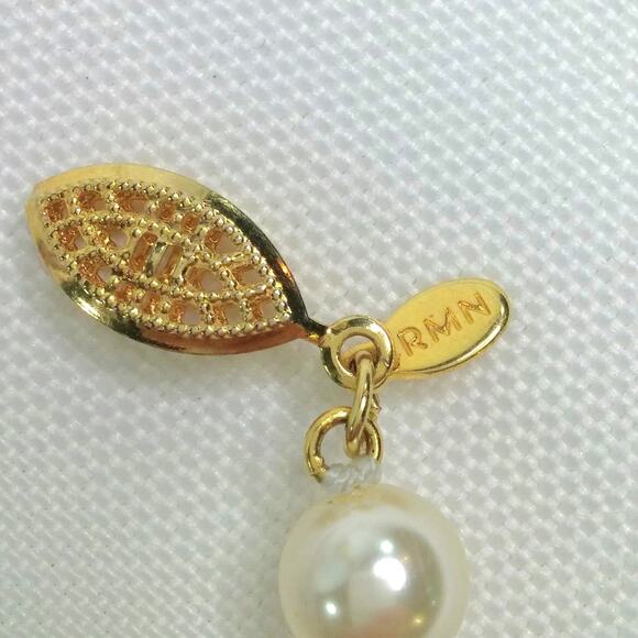 Handmade Vintage Tie Necklace Pastel Floral RMN Pearl Beads Upcycled Butterfly - Picture 6 of 14